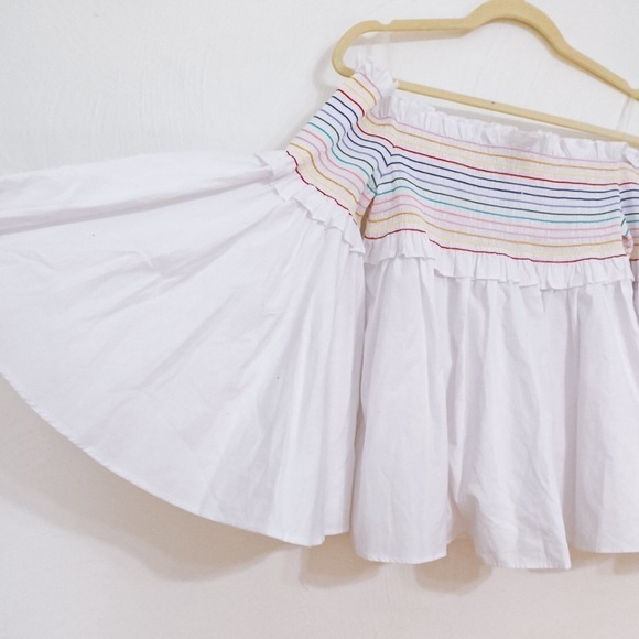 NWT! Greyson Anthropologie Rainbow Smocked Bell Sleeved Cotton Top | size small - Picture 4 of 5
